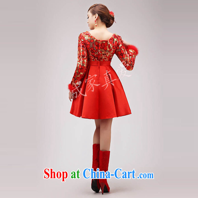 married love marriages served toast 2015 new wedding short, long-sleeved qipao gown red high waist pregnant women winter clothing female Red XL, marriage and love, and, shopping on the Internet
