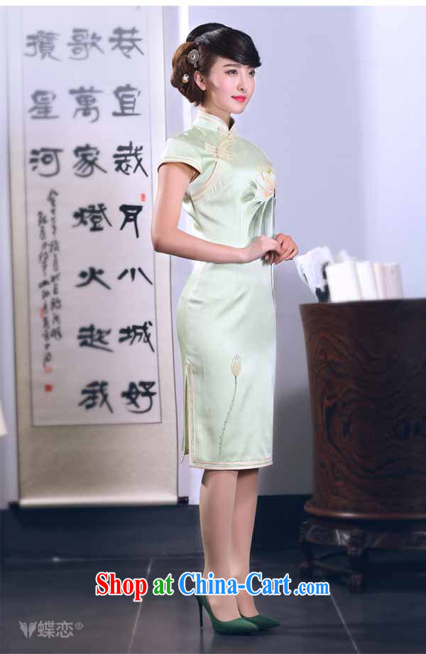 Butterfly Lovers 2015 spring new improved stylish sauna Silk Cheongsam dress retro hand-painted Silk Cheongsam 51,288 light green pre-sale 15 days out XXL pictures, price, brand platters! Elections are good character, the national distribution, so why buy now enjoy more preferential! Health