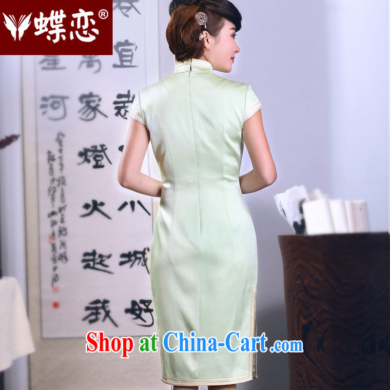 Butterfly Lovers 2015 spring new improved stylish sauna Silk Cheongsam dress retro hand-painted Silk Cheongsam 51,288 light green pre-sale 15 days out XXL, Butterfly Lovers, shopping on the Internet