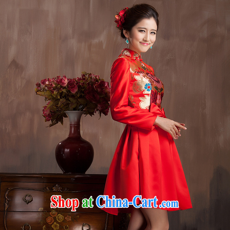 Non-you don't marry 2014 bridal red cheongsam dress uniform toast winter long-sleeved quilted wedding dress back-door red 2 XL, non-you are not married, and shopping on the Internet