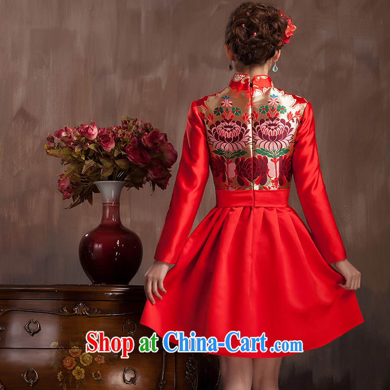 Non-you don't marry 2014 bridal red cheongsam dress uniform toast winter long-sleeved quilted wedding dress back-door red 2 XL, non-you are not married, and shopping on the Internet