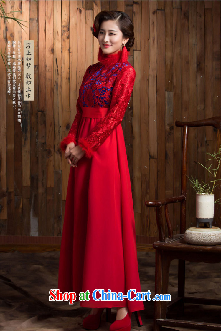 Non-you don't marry 2014 autumn and winter bridal dresses wedding red bows Service Bridal fitted with cotton long skirt long-sleeved red 2 XL pictures, price, brand platters! Elections are good character, the national distribution, so why buy now enjoy more preferential! Health