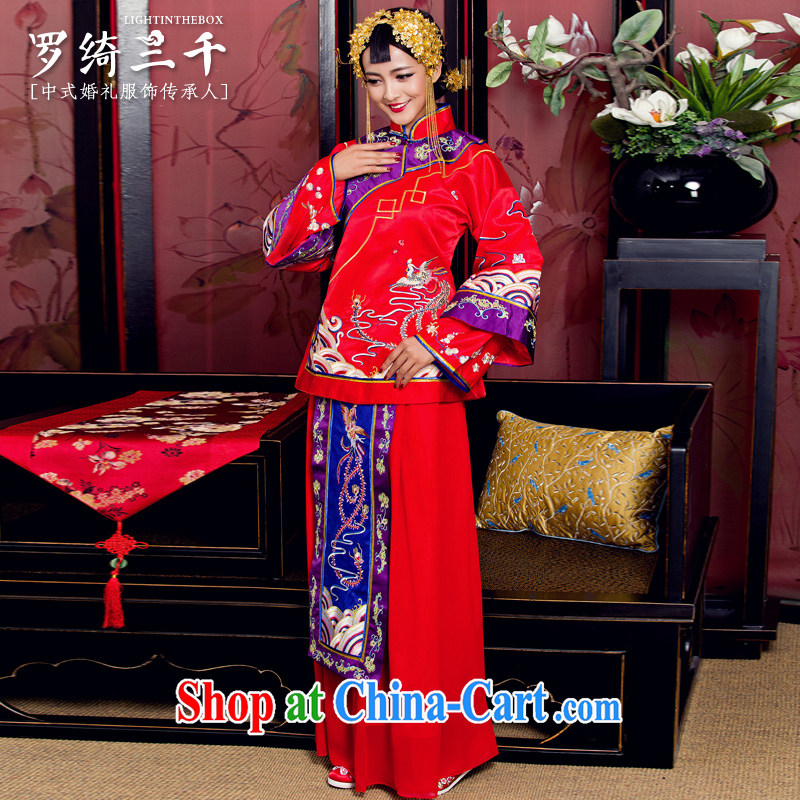 Pang Daomu, Ms. Yao Su-wo Kit 2 piece long-sleeved long sleeved water-tight bridal 2015 spring new, men and women, with classical Chinese style wedding men and women 2 XL chest of more than 95, Mu Yao, shopping on the Internet
