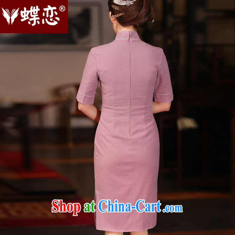 Butterfly Lovers 2015 spring new retro long cotton the cheongsam dress stylish upgraded cuff daily outfit 51,217 purple M, Butterfly Lovers, shopping on the Internet