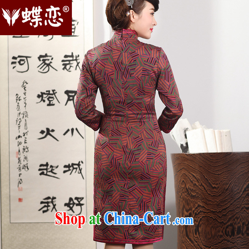 Butterfly Lovers 2015 spring new improved stylish Silk Cheongsam dress retro fragrant cloud yarn long-sleeved robes 51,225 geometry - new pre-sale 10 days XXL, Butterfly Lovers, shopping on the Internet