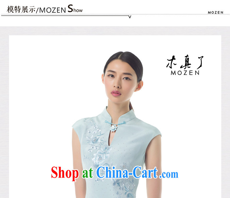 Wood is really the Chinese 2015 summer new Chinese Embroidery Silk Cheongsam dress fashion dress 42,945 11 blue XL pictures, price, brand platters! Elections are good character, the national distribution, so why buy now enjoy more preferential! Health