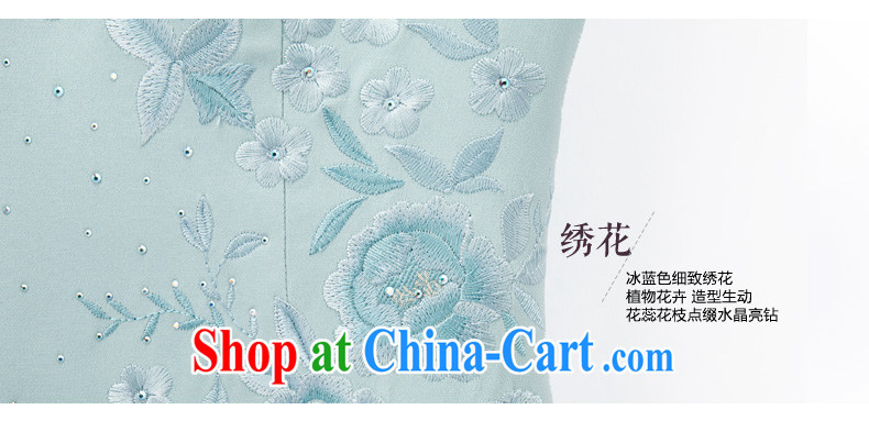 Wood is really the Chinese 2015 summer new Chinese Embroidery Silk Cheongsam dress fashion dress 42,945 11 blue XL pictures, price, brand platters! Elections are good character, the national distribution, so why buy now enjoy more preferential! Health