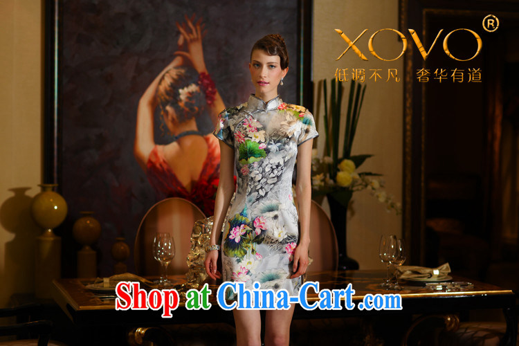XOVO upscale female summer new, improved stylish short-sleeved Silk Cheongsam shirt retro Silk Cheongsam dress ink close XL I should be grateful if you picture, price, brand platters! Elections are good character, the national distribution, so why buy now enjoy more preferential! Health