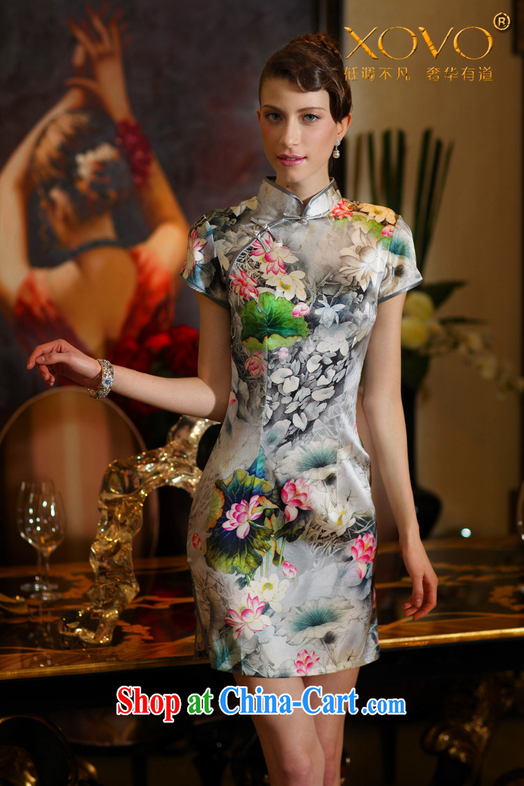 XOVO upscale female summer new, improved stylish short-sleeved Silk Cheongsam shirt retro Silk Cheongsam dress ink close XL I should be grateful if you picture, price, brand platters! Elections are good character, the national distribution, so why buy now enjoy more preferential! Health