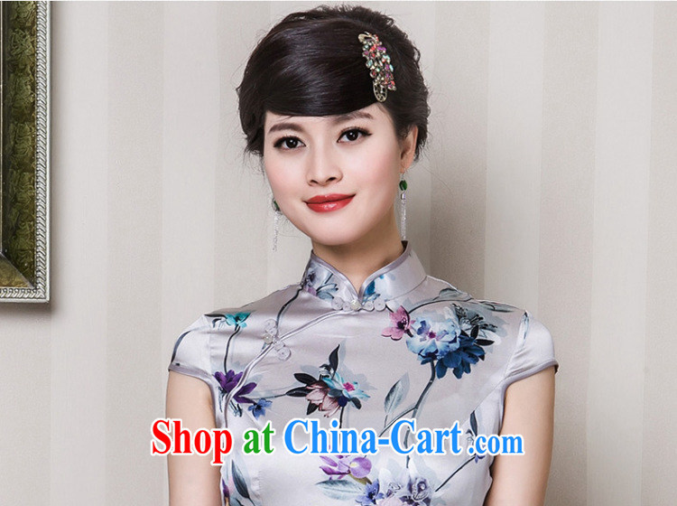 Heavy Silk Cheongsam dress, wear 2015 summer new, Retro stamp cheongsam white L pictures, price, brand platters! Elections are good character, the national distribution, so why buy now enjoy more preferential! Health