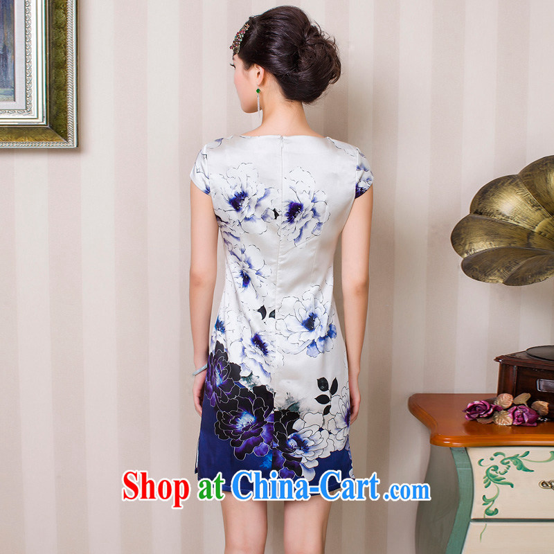 Perry, summer 15 New Products silk short stylish retro dresses white XXL, Pei (lanpei), shopping on the Internet