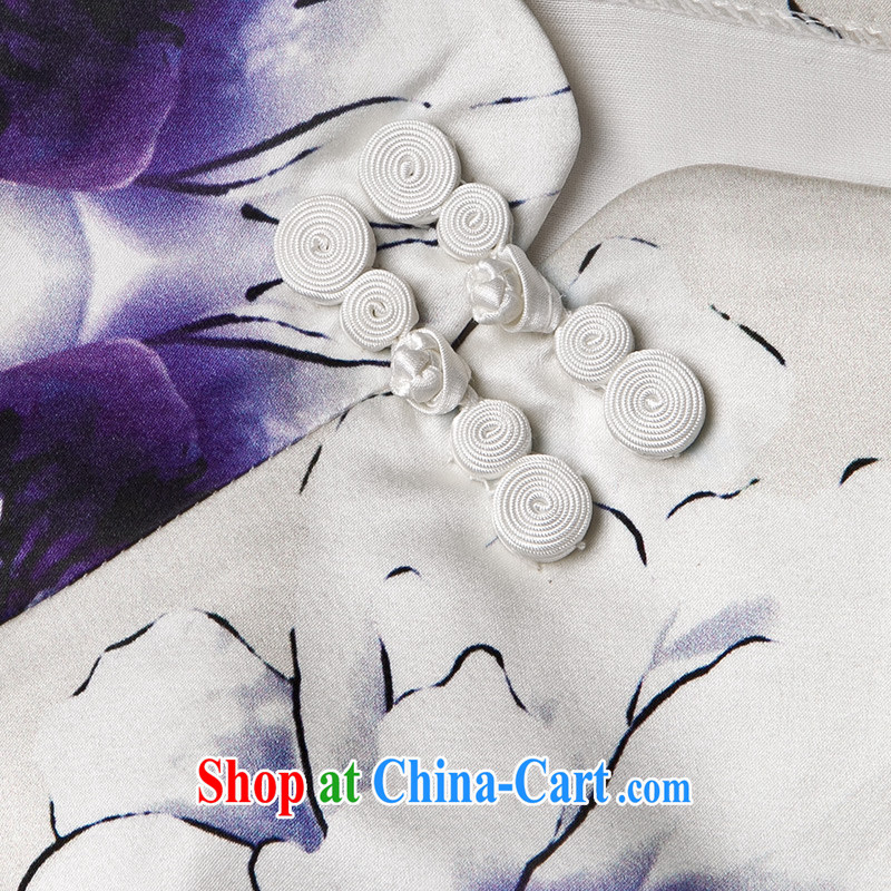 Perry, summer 15 New Products silk short stylish retro dresses white XXL, Pei (lanpei), shopping on the Internet