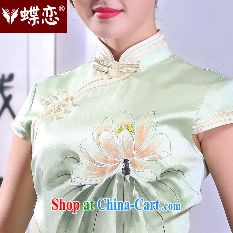 Butterfly Lovers spring 2015 the new, improved retro style dresses hand-painted sauna silk Silk Cheongsam dress 51,288 light green XXL, Butterfly Lovers, shopping on the Internet