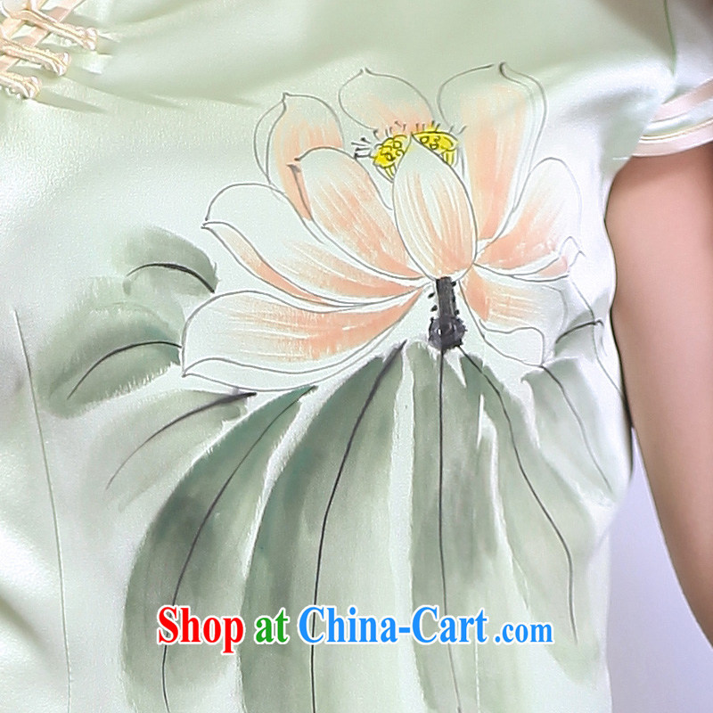 Butterfly Lovers spring 2015 the new, improved retro style dresses hand-painted sauna silk Silk Cheongsam dress 51,288 light green XXL, Butterfly Lovers, shopping on the Internet