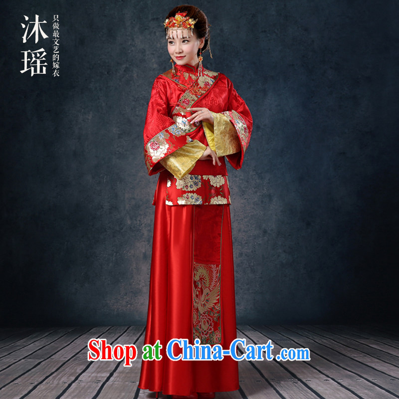 Mu Yao Chinese bows. Su-wo service 2 piece long-sleeved Long skirts Phoenix use the code with the waist pregnant women can wear-su and use phoenix red XL chest of more than 96 for