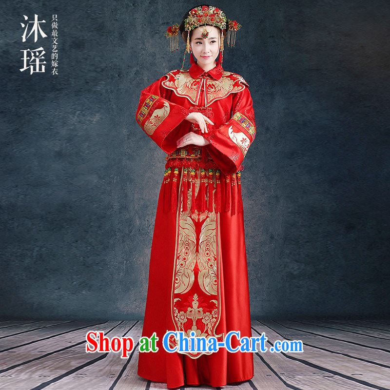 Mu Yao Chinese bows. Su-wo service 2-Piece long-sleeved long winter 2015 New Phoenix - Use bridal wedding dresses welcome to ear fall to 1 style 1 - 6414 (the ear fall) M manual embroidery high-end quality brassieres 94 CM, Mu Yao, shopping on the Interne