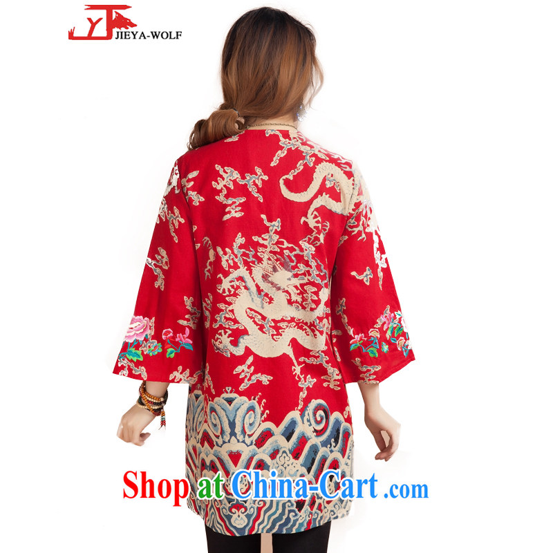 Cheng Kejie, Jacob JIEYA - WOLF Tang Women's clothes skirts 7 sub-sleeved dresses spring and summer, the Commission cotton fashion, long, short, skirt with spring and summer stars, red XL, JIEYA - WOLF, shopping on the Internet