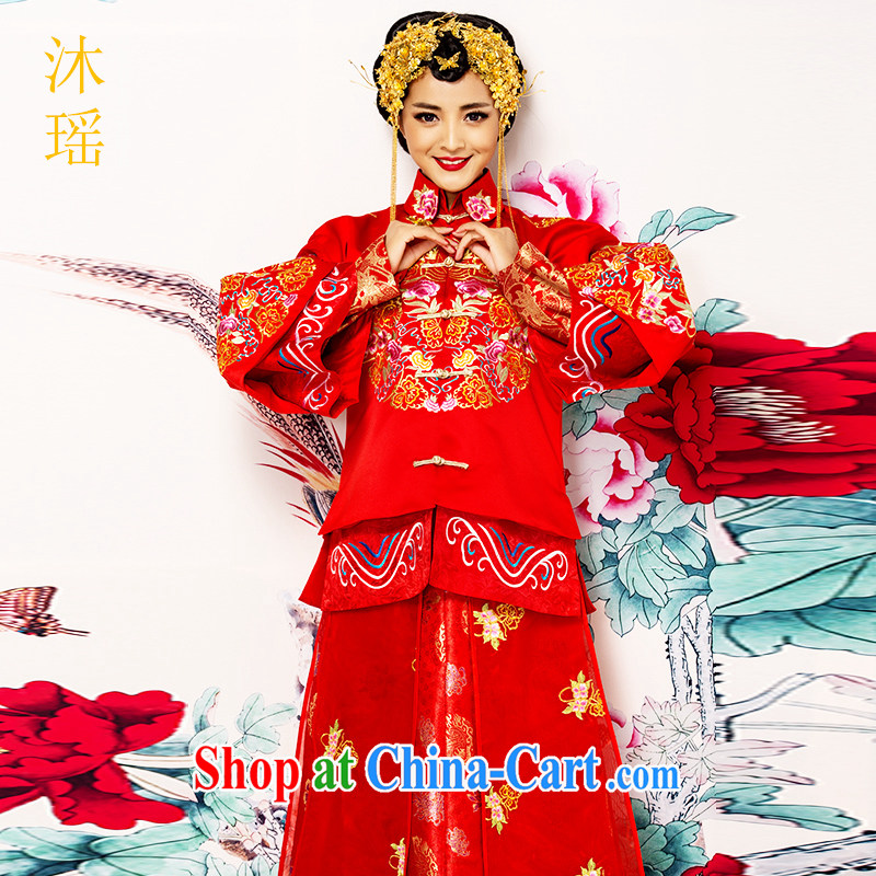 Mu Yao Chinese bows serving Sau Wo service use phoenix 2-Piece long-sleeved costumes water cuff courtesy-soo and Phoenix use the code and comfortable the waist graphics thin pregnant women can also be seen wearing a red S new Sau wo service brassieres 90