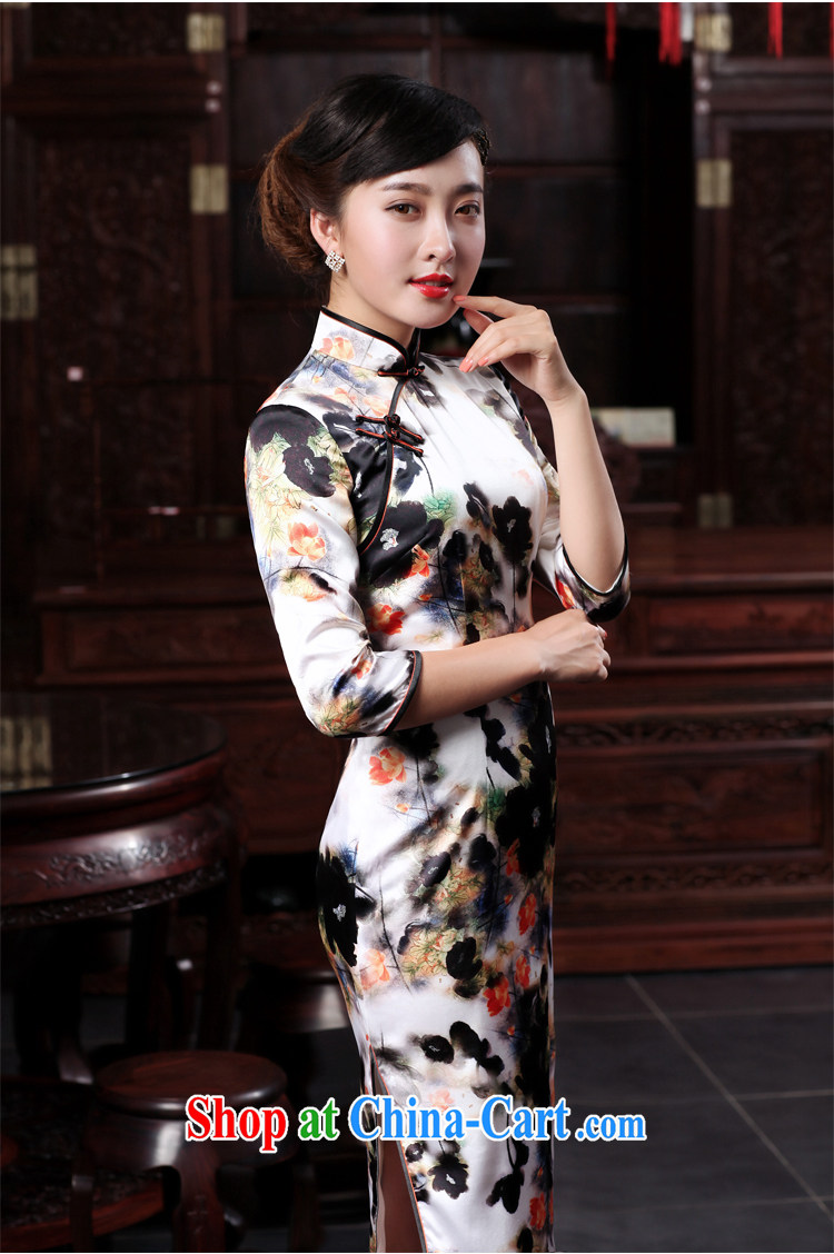 Bird lovers of every micro-world spring 2015 new cheongsam dress improved stylish 7 cuff long retro Silk Cheongsam ink XXL pictures, price, brand platters! Elections are good character, the national distribution, so why buy now enjoy more preferential! Health
