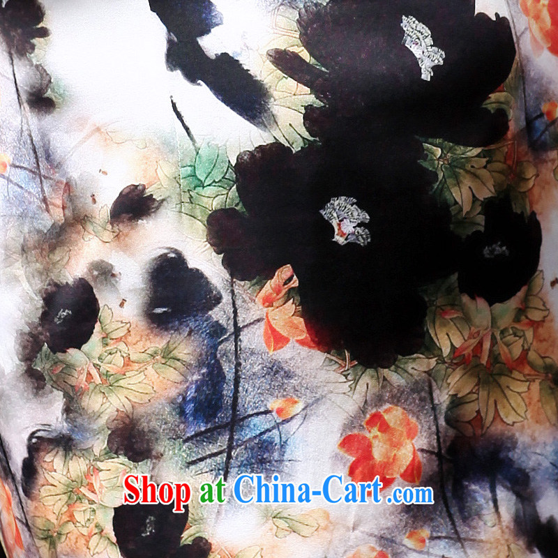 Bird lovers of every micro-world spring 2015 new cheongsam dress improved stylish 7 cuff long retro Silk Cheongsam ink XXL, birds love, and shopping on the Internet