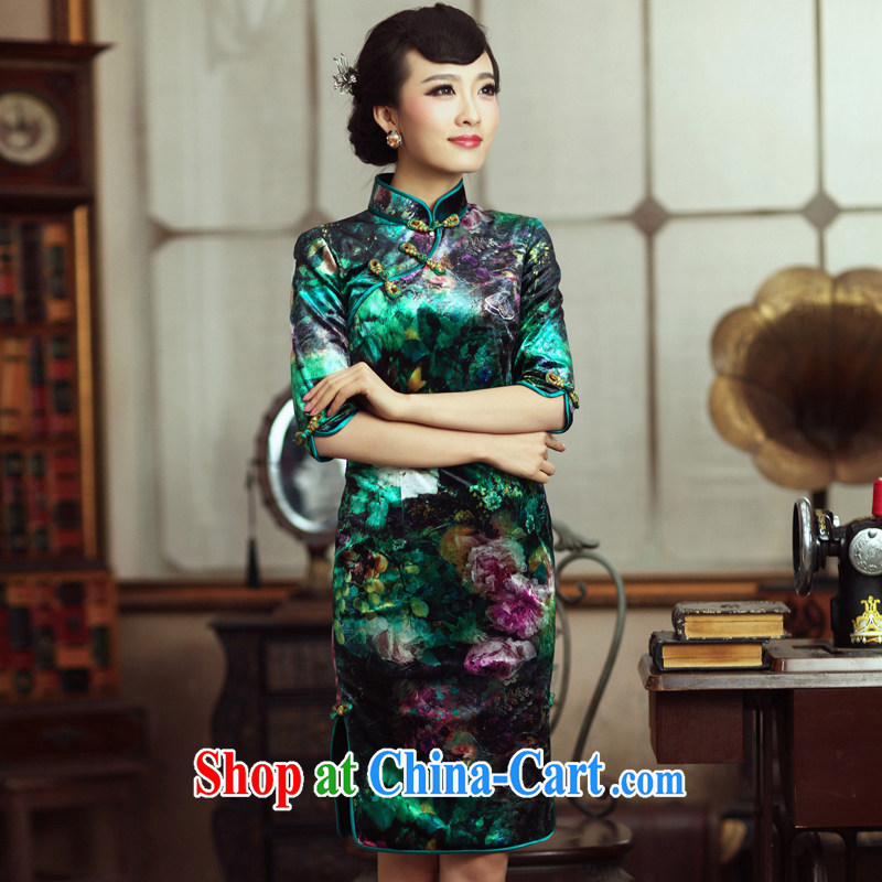 Bird lovers of surplus flowers cuff fall 2014 with improved Stylish retro cuff in upscale gold velour cheongsam QC M 231
