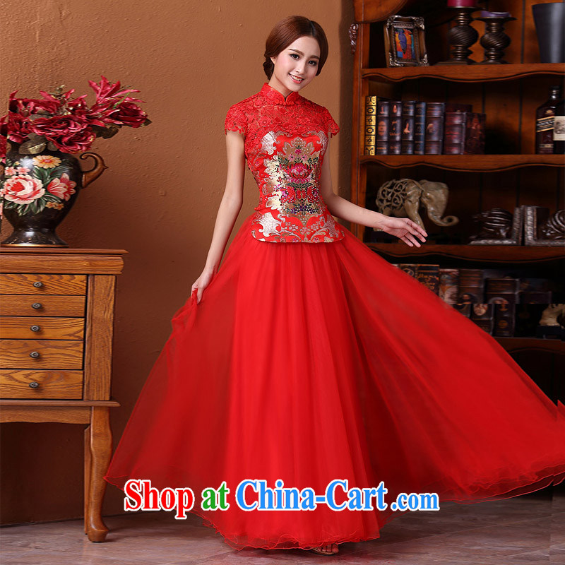 The bride's 2015 new Stylish retro dresses bows dress lace cheongsam 586 7 cuff made 25 Day Shipping, the bride, shopping on the Internet