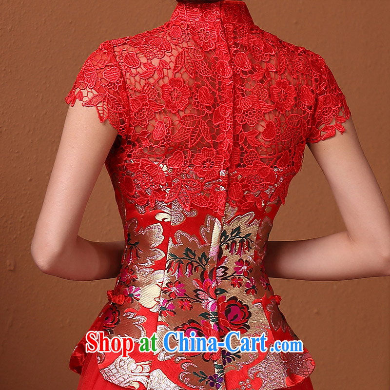 The bride's 2015 new Stylish retro dresses bows dress lace cheongsam 586 7 cuff made 25 Day Shipping, the bride, shopping on the Internet