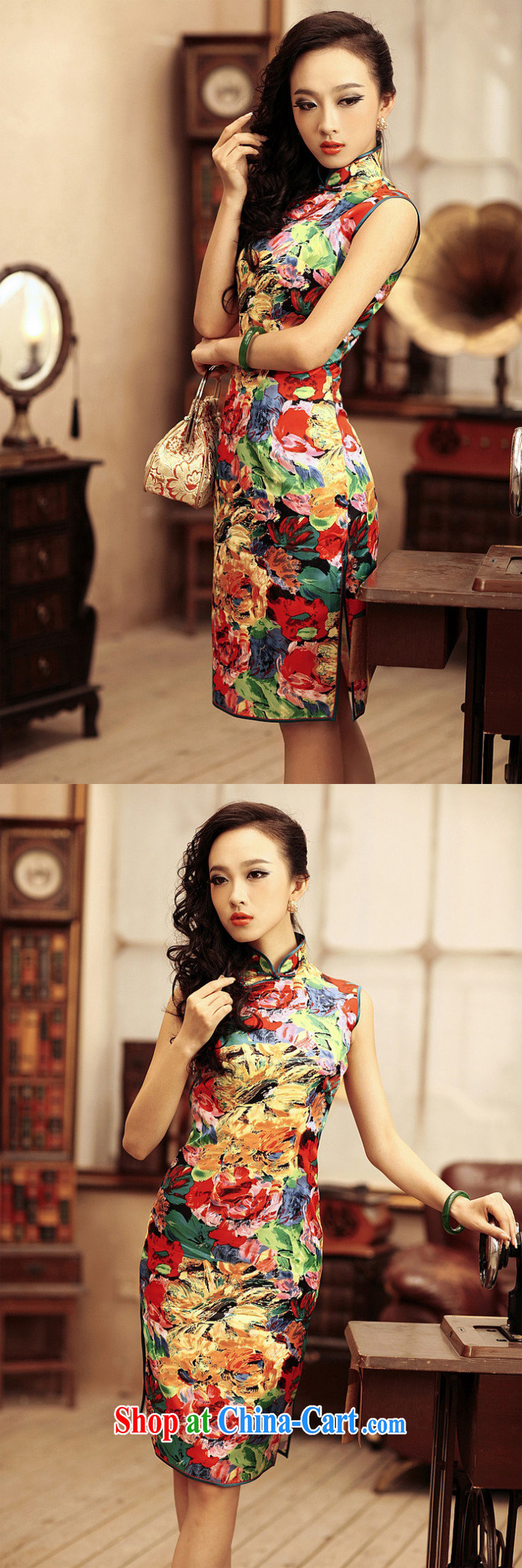 Birds love, 100% quality lb Silk Cheongsam dress improved stylish sleeveless dresses retro QD 183 paintings XXL pictures, price, brand platters! Elections are good character, the national distribution, so why buy now enjoy more preferential! Health