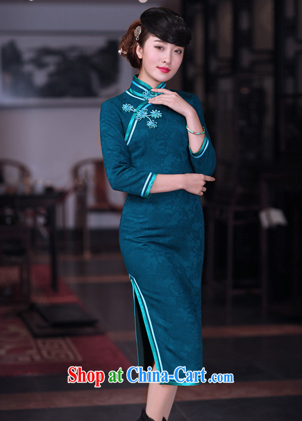 Birds love drunk shadow neon 2015 spring new dual-edge retro long cheongsam dress female QC 680 blue L pictures, price, brand platters! Elections are good character, the national distribution, so why buy now enjoy more preferential! Health