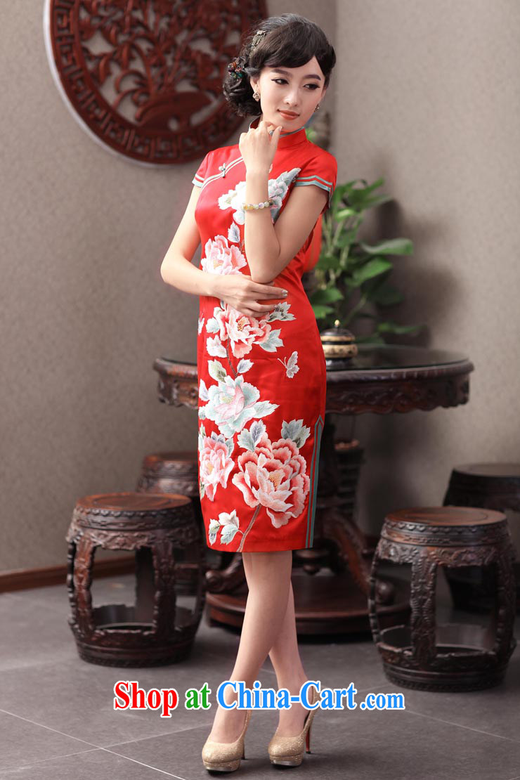 Birds of the land question mirror 2014 new retro elegant heavy Silk Cheongsam red wedding dresses 353 QD XL pictures, price, brand platters! Elections are good character, the national distribution, so why buy now enjoy more preferential! Health