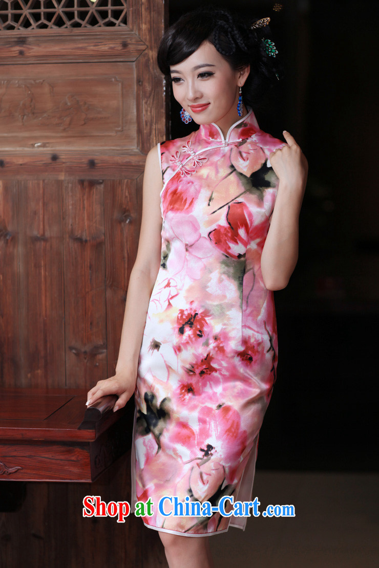 Birds love a shadow trace heavy silk facade Lotus outfit improved stylish daily short Silk Cheongsam pink XXL pictures, price, brand platters! Elections are good character, the national distribution, so why buy now enjoy more preferential! Health
