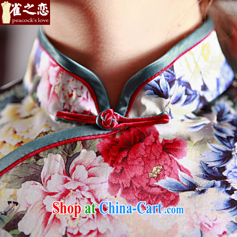 Birds love the chestnut 2015 summer new 22 meters of heavy silk long cheongsam QD 497 L suit, birds love, and shopping on the Internet