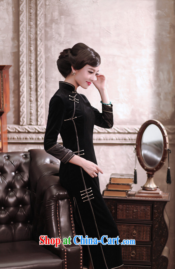 Birds love and heart 2015 spring Noble and elegant long pure velour cheongsam QC 375 black XXL pictures, price, brand platters! Elections are good character, the national distribution, so why buy now enjoy more preferential! Health