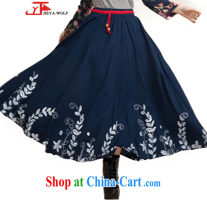 Jack And Jacob JIEYA - WOLF Tang Women's clothes spring and summer and autumn long-sleeved 9 tie cotton MA Fashion, Ms. replace national long skirt girl stamp duty, long blue skirt are code L, JIEYA - WOLF, shopping on the Internet