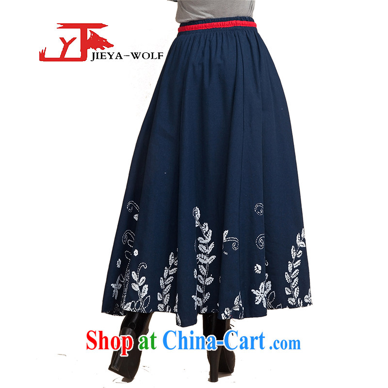 Jack And Jacob JIEYA - WOLF Tang Women's clothes spring and summer and autumn long-sleeved 9 tie cotton MA Fashion, Ms. replace national long skirt girl stamp duty, long blue skirt are code L, JIEYA - WOLF, shopping on the Internet