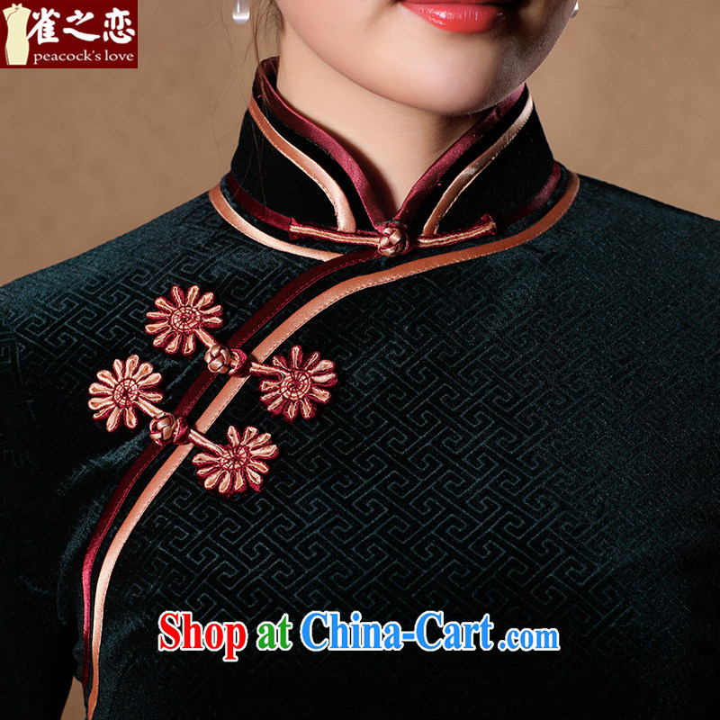 Bird lovers of the Tsui, free retro style cheongsam dress stylish and improved long, plush robes dark L, birds love, and shopping on the Internet
