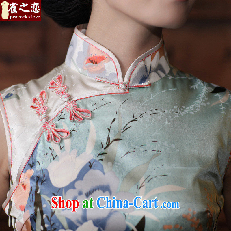 One of such land is not Cox's 2015 spring and summer new dual-edge retro short, heavy Silk Cheongsam dress QD 325 figure XXXL, birds love, and shopping on the Internet