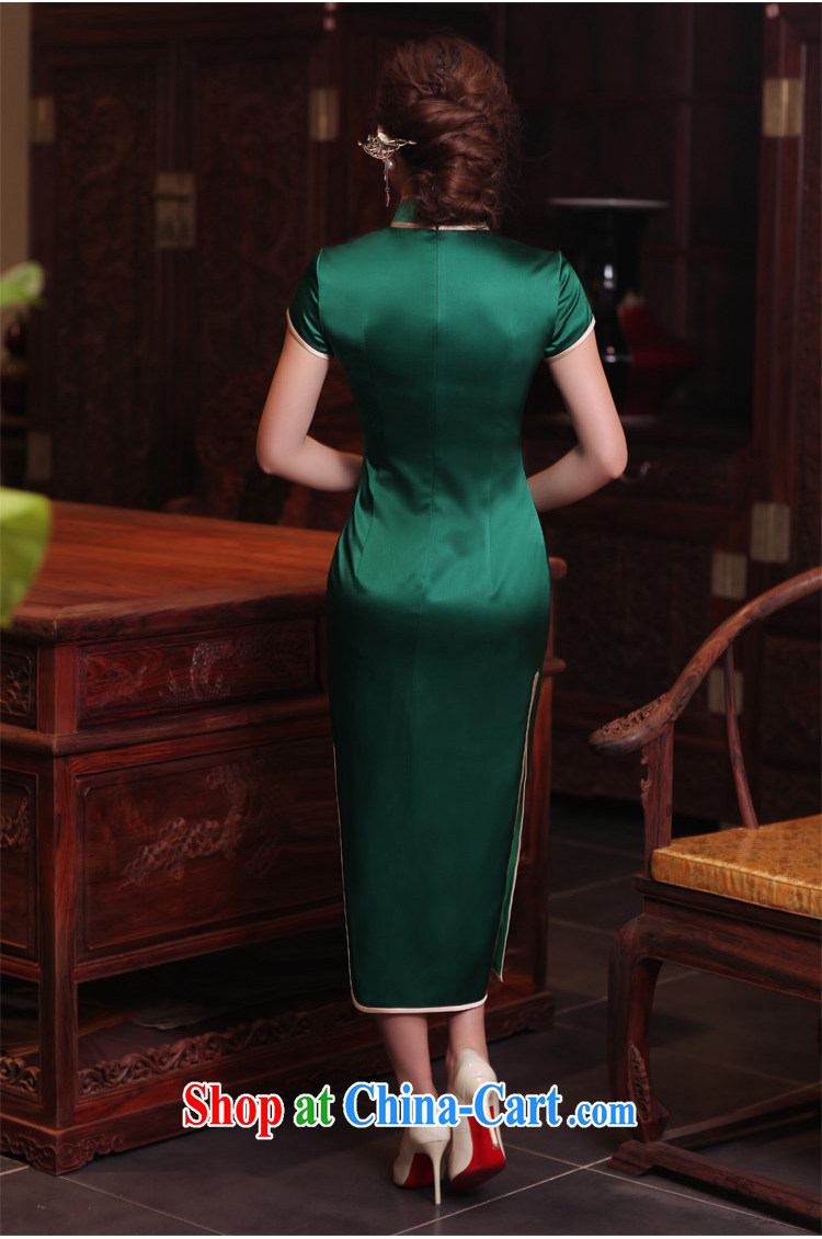 Bird lovers of green micro 2015 spring and summer 100% silk short-sleeved retro long cheongsam QD 302 dark green long XXL pictures, price, brand platters! Elections are good character, the national distribution, so why buy now enjoy more preferential! Health