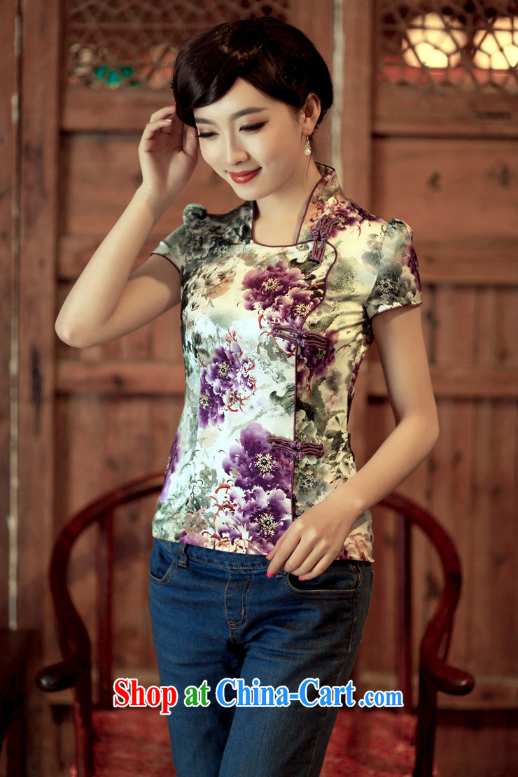Birds of the land breeze play spring 2015 summer short-sleeved silk flowers spray short cheongsam shirt QD 317 fancy XXL pictures, price, brand platters! Elections are good character, the national distribution, so why buy now enjoy more preferential! Health