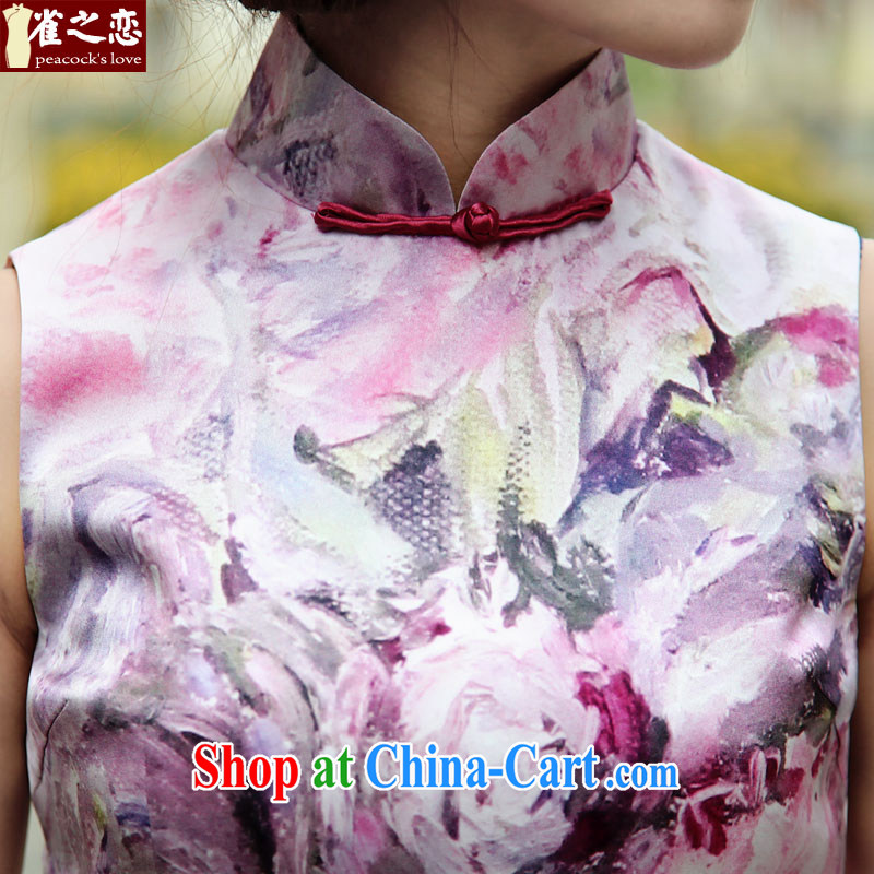 Birds love curtain to drunk film 2015 spring and summer with new, improved stylish short sleeveless Silk Cheongsam QD 504 XXL suit, birds of the land, and, on-line shopping