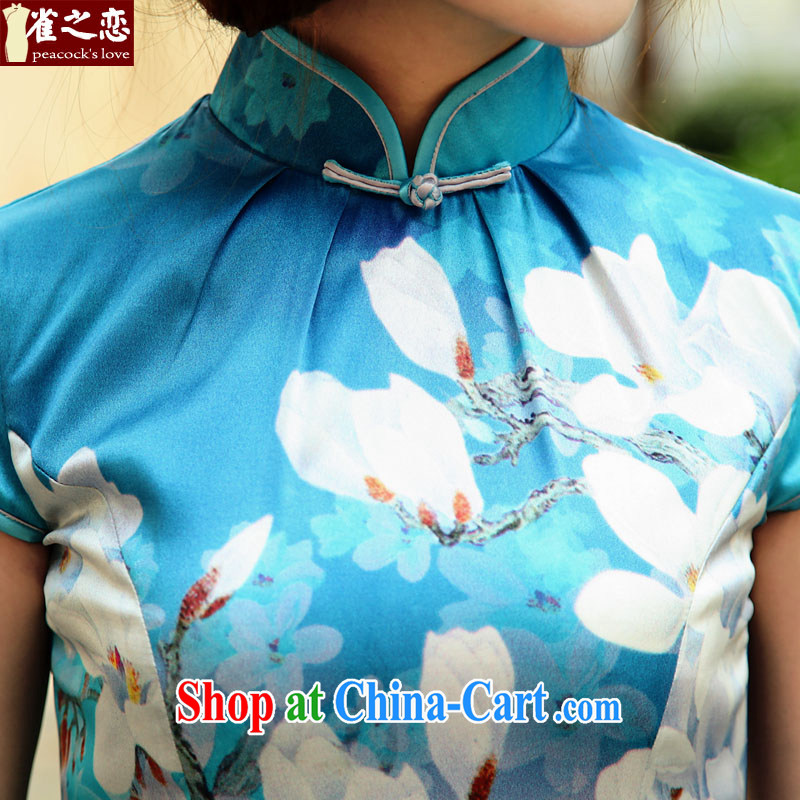 Birds love lightly, Colombia in 2015 spring and summer with new, improved and stylish short Silk Cheongsam QD 503 figure - pre-sale 7 days XXL, birds of the land, and shopping on the Internet
