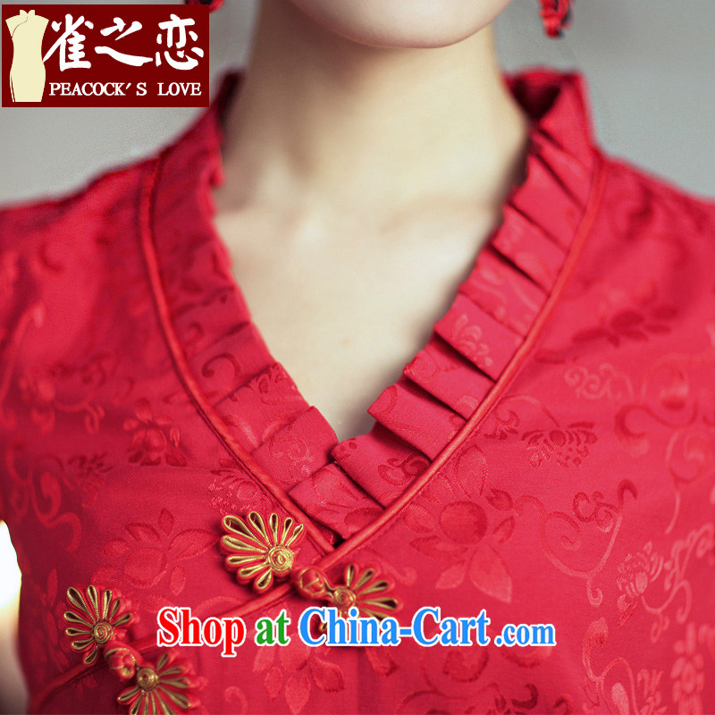 Birds of the land were clearly the red red improved short cheongsam dress elegant wedding dress bridal toast clothing qipao QD 189 red XXL, birds of the land, and shopping on the Internet