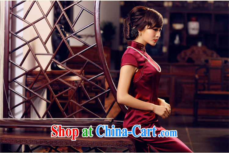 Birds of the land had been Xuan 2015 summer new short-sleeved long Silk Cheongsam QD 440 dark red XXL pictures, price, brand platters! Elections are good character, the national distribution, so why buy now enjoy more preferential! Health