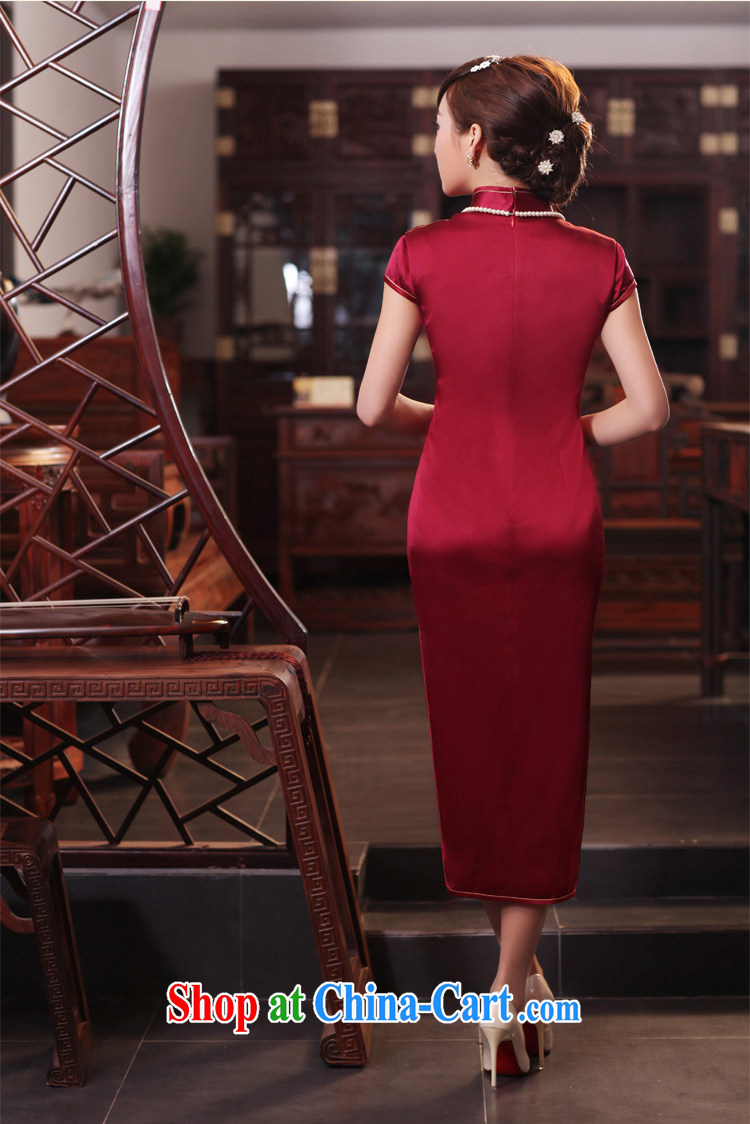 Birds of the land had been Xuan 2015 summer new short-sleeved long Silk Cheongsam QD 440 dark red XXL pictures, price, brand platters! Elections are good character, the national distribution, so why buy now enjoy more preferential! Health