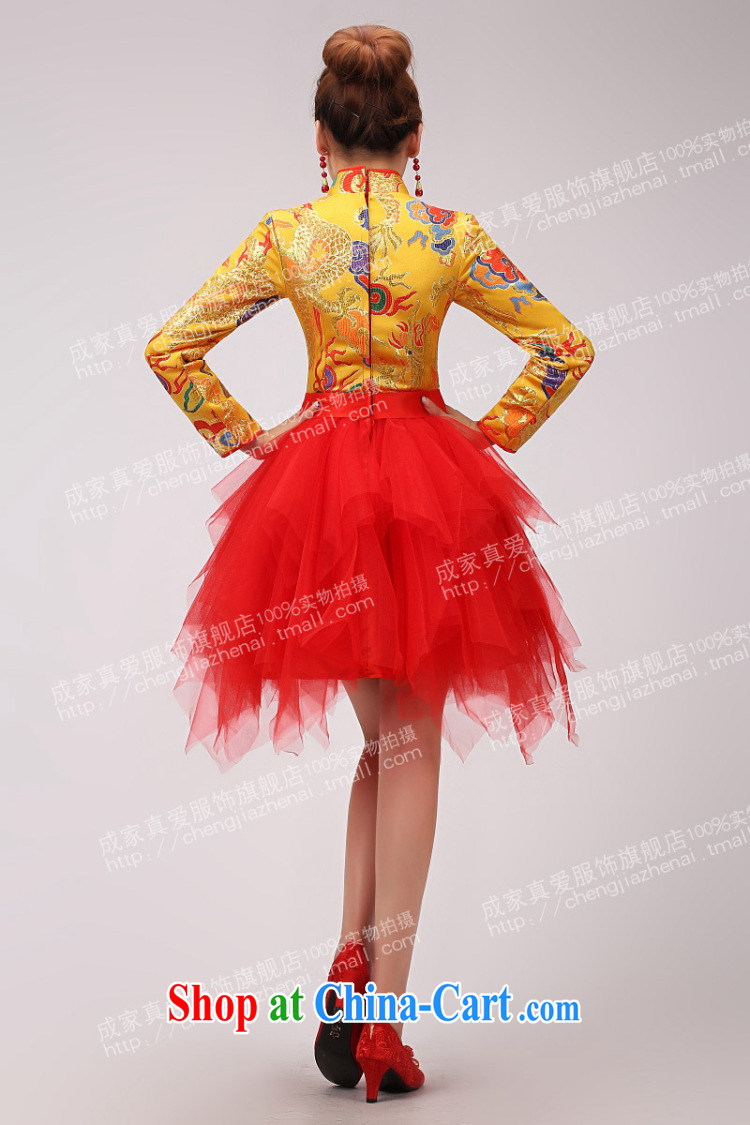 married love marriages served toast 2015 new improved long cheongsam stylish Chinese red long-sleeved dresses winter red XL pictures, price, brand platters! Elections are good character, the national distribution, so why buy now enjoy more preferential! Health