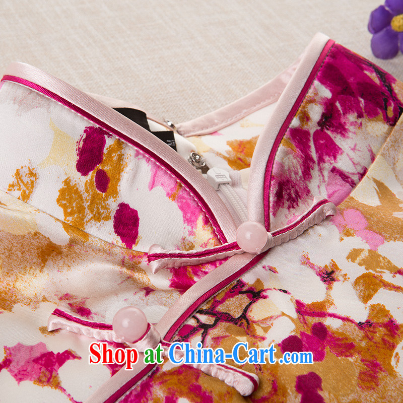 proverbial hero once and for all, a high-end silk stamp duty cuff in cheongsam spring 2015 new Daily Beauty cheongsam dress girls pink M, fatally jealous once and for all, and to shop on the Internet