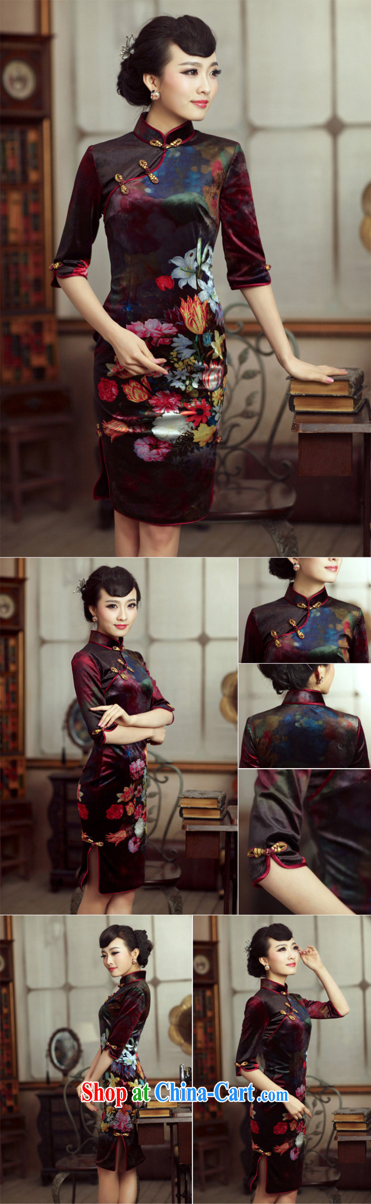 Birds love, Dance cuff 2015 spring improved cheongsam dress in antique velvet cuff and stylish dresses QC 230 figure XXL pictures, price, brand platters! Elections are good character, the national distribution, so why buy now enjoy more preferential! Health