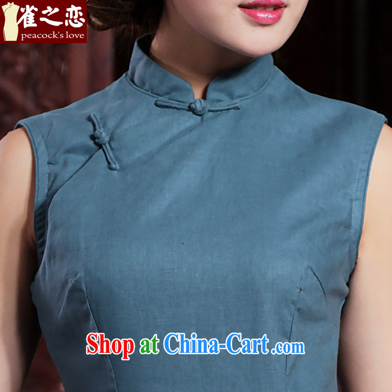 Bird lovers of dumping, Jacob 2015 summer new retro arts and cultural units the cheongsam long cotton the cheongsam dress blue L, birds of the land, and on-line shopping