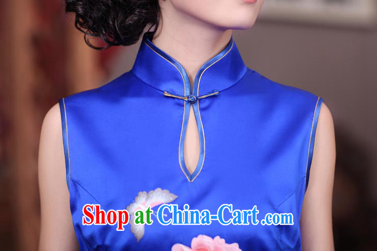 Birds love Dan embroidered summer 2015 new elegant hand embroidered heavy Silk Cheongsam QD 344 blue XL pictures, price, brand platters! Elections are good character, the national distribution, so why buy now enjoy more preferential! Health