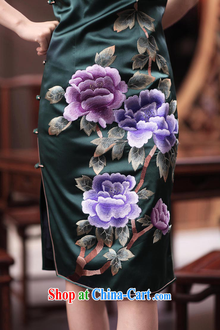 Birds Love River City 2015 summer New double edge the embroidered heavy Silk Cheongsam QD 346 green L pictures, price, brand platters! Elections are good character, the national distribution, so why buy now enjoy more preferential! Health
